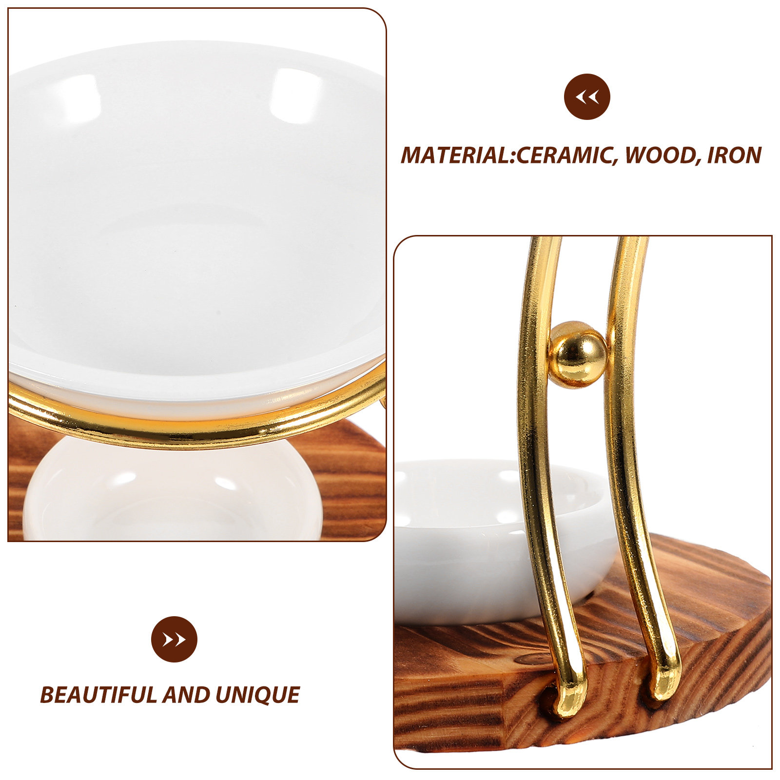1Set Wooden Ceramic Iron Aroma - Ceramic Oil Burner 评论和价格